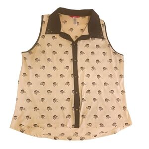 Cream Colored Skull & Crossbones Button down Camisole